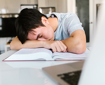 Student falling asleep