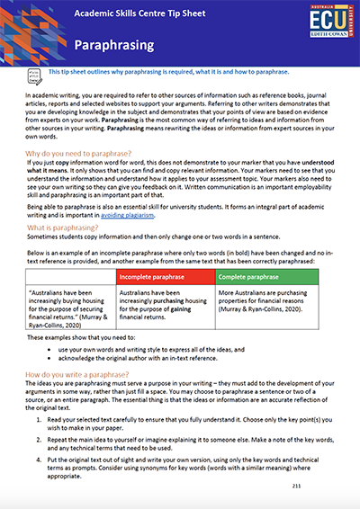 Paraphrasing Thumbnail flyer