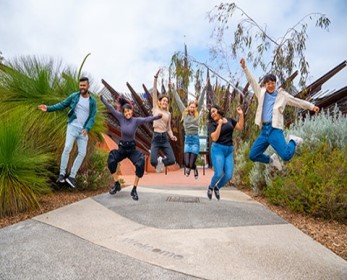 Students jumping in the air
